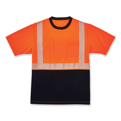 Glowear 8280Bk Class 2 Performance T-Shirt With Black Bottom, Small, Orange