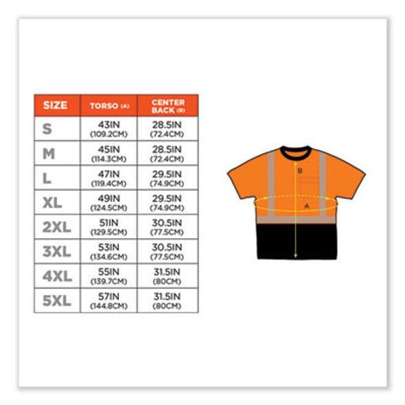 Glowear 8280Bk Class 2 Performance T-Shirt With Black Bottom, Polyester, Large, Orange