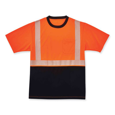 Glowear 8280Bk Class 2 Performance T-Shirt With Black Bottom, Large, Orange