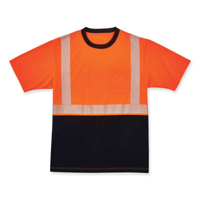 Glowear 8280Bk Class 2 Performance T-Shirt With Black Bottom, Polyester, X-Large, Orange