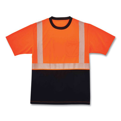 Glowear 8280Bk Class 2 Performance T-Shirt With Black Bottom, 3X-Large, Orange