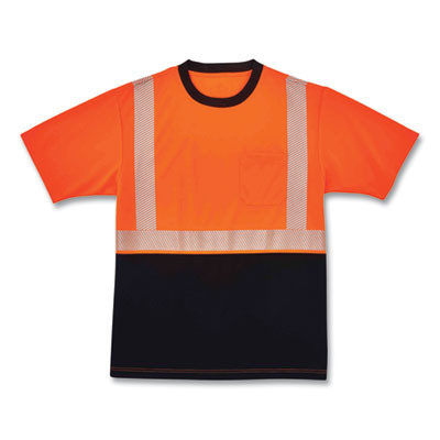Glowear 8280Bk Class 2 Performance T-Shirt With Black Bottom, Polyester, 4X-Large, Orange