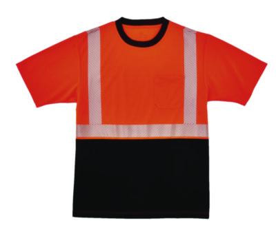 Glowear 8280Bk Class 2 Performance T-Shirt With Black Bottom, Large Long, Orange