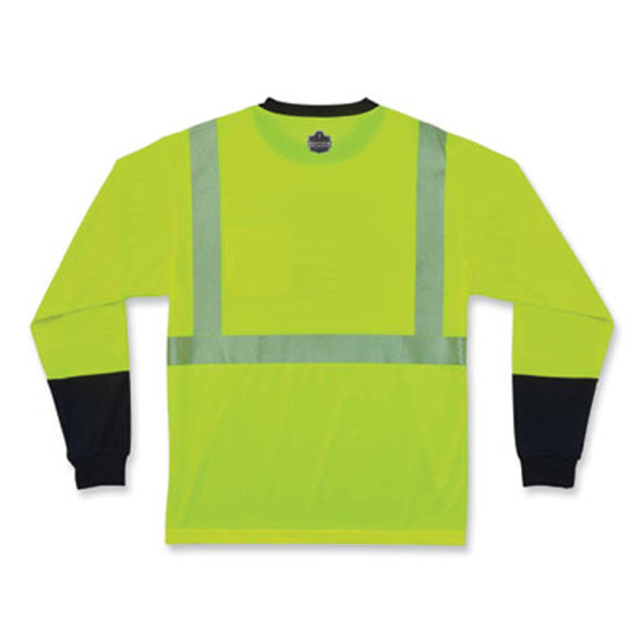 Glowear 8281Bk Class 2 Long Sleeve Shirt With Black Bottom, Polyester, Small, Lime