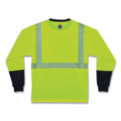 Glowear 8281Bk Class 2 Long Sleeve Shirt With Black Bottom, Polyester, X-Large, Lime