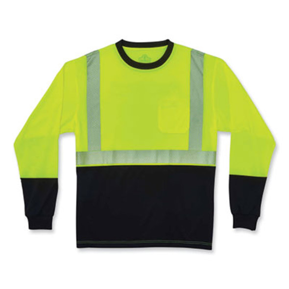 Glowear 8281Bk Class 2 Long Sleeve Shirt With Black Bottom, Polyester, 4X-Large, Lime