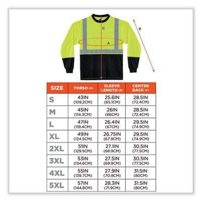Glowear 8281Bk Class 2 Long Sleeve Shirt With Black Bottom, 4X-Large, Lime