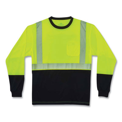 Glowear 8281Bk Class 2 Long Sleeve Shirt With Black Bottom, 5X-Large, Lime