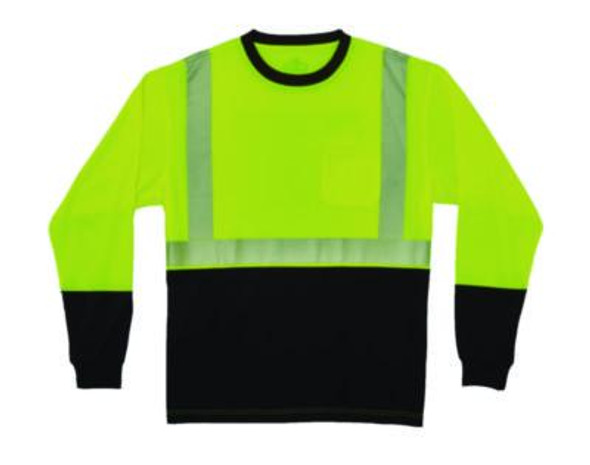 Glowear 8281Bk Class 2 Long Sleeve Shirt With Black Bottom, 3X-Large Long, Lime