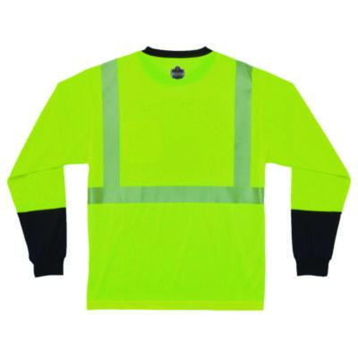 Glowear 8281Bk Class 2 Long Sleeve Shirt With Black Bottom, 4X-Large Long, Lime