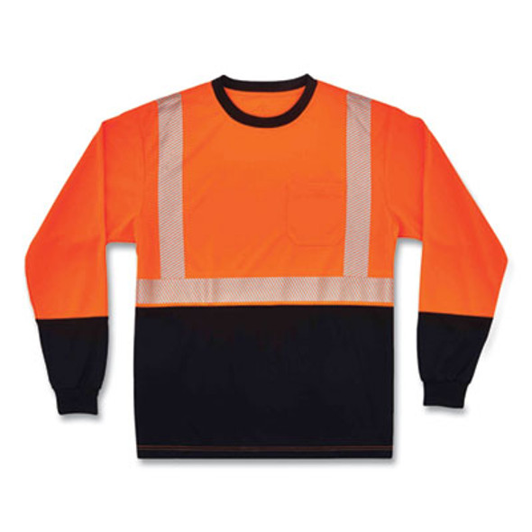 Glowear 8281Bk Class 2 Long Sleeve Shirt With Black Bottom, Polyester, Small, Orange