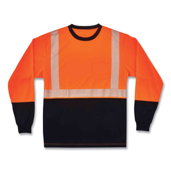 Glowear 8281Bk Class 2 Long Sleeve Shirt With Black Bottom, Polyester, Large, Orange