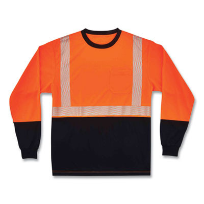 Glowear 8281Bk Class 2 Long Sleeve Shirt With Black Bottom, Polyester, Large, Orange