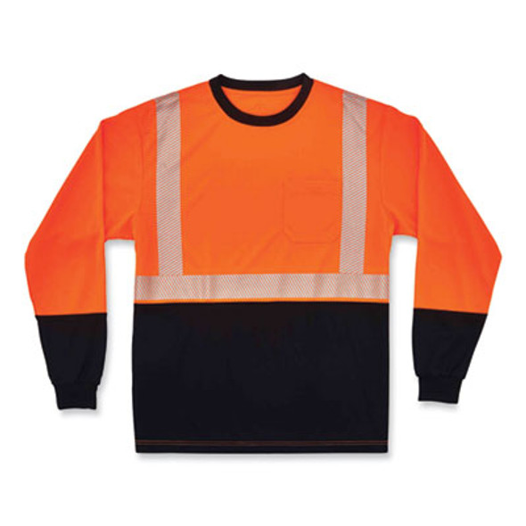 Glowear 8281Bk Class 2 Long Sleeve Shirt With Black Bottom, Polyester, X-Large, Orange