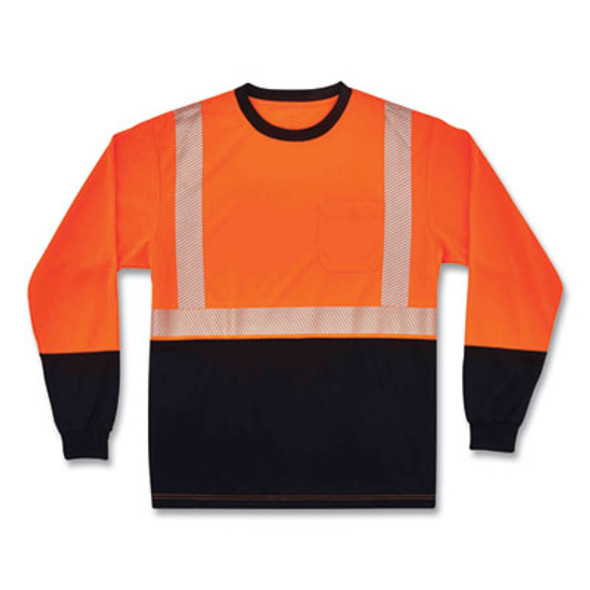 Glowear 8281Bk Class 2 Long Sleeve Shirt With Black Bottom, Polyester, 2X-Large, Orange