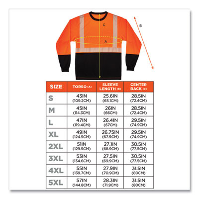 Glowear 8281Bk Class 2 Long Sleeve Shirt With Black Bottom, Polyester, 2X-Large, Orange