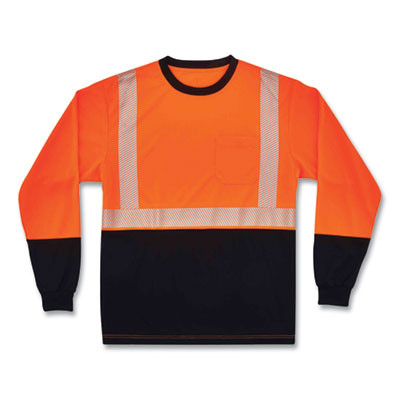 Glowear 8281Bk Class 2 Long Sleeve Shirt With Black Bottom, Polyester, 2X-Large, Orange