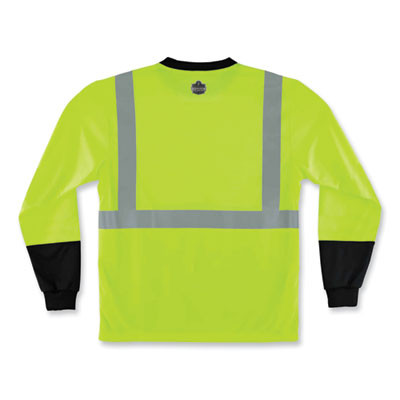 Glowear 8291Bk Type R Class 2 Black Front Long Sleeve T-Shirt, Small, Lime