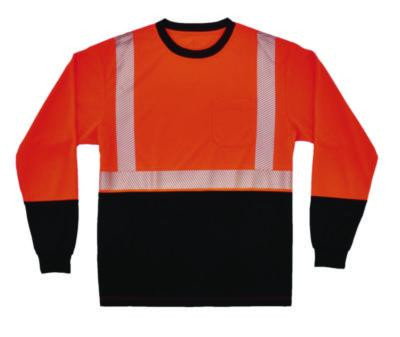 Glowear 8281Bk Class 2 Long Sleeve Shirt With Black Bottom, 7X-Large Long, Orange