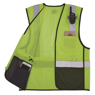 Glowear 8210Z Hi-Vis Class 2 Mesh Vest, Polyester, Small To Medium, Lime