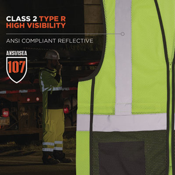 Glowear 8210Z Hi-Vis Class 2 Mesh Vest, 4X-Large To 5X-Large, Lime