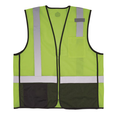 Glowear 8210Z Hi-Vis Class 2 Mesh Vest, Polyester, 4X-Large To 5X-Large, Lime