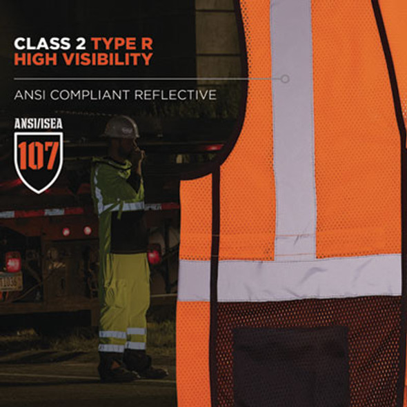 Glowear 8210Z Hi-Vis Class 2 Mesh Vest, Small To Medium, Orange
