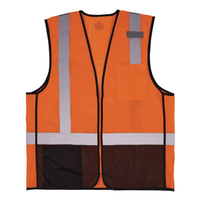 Glowear 8210Z Hi-Vis Class 2 Mesh Vest, Polyester, Large To X-Large, Orange