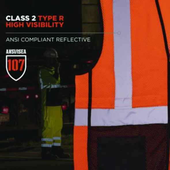 Glowear 8210Z Hi-Vis Class 2 Mesh Vest, 4X-Large To 5X-Large, Orange