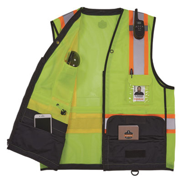 Glowear 8251Hdz Class 2 Two-Tone Hi-Vis Safety Vest, Large To X-Large, Lime
