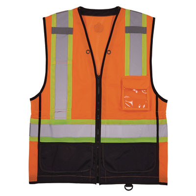 Glowear 8251Hdz Class 2 Two-Tone Hi-Vis Safety Vest, Polyester, Small To Medium, Orange