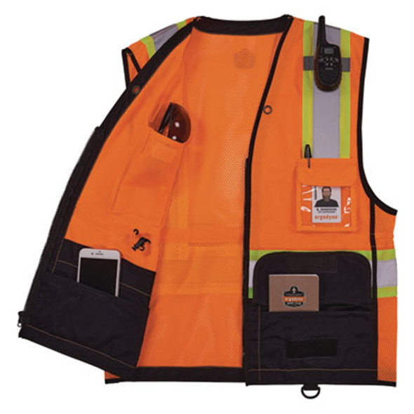 Glowear 8251Hdz Class 2 Two-Tone Hi-Vis Safety Vest, 4X-Large To 5X-Large, Orange