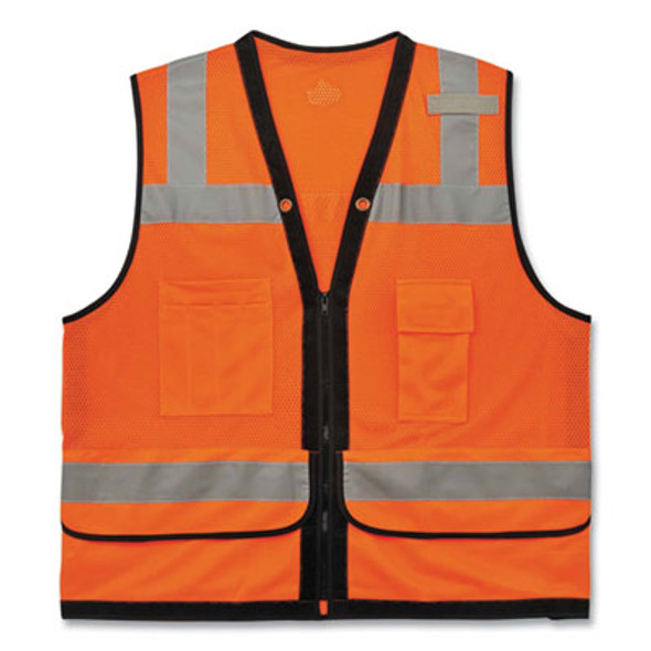 Glowear 8253Hdz Class 2 Heavy-Duty Mesh Surveyors Vest, Polyester, 2X-Large/3X-Large, Orange