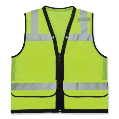 Glowear 8253Hdz Class 2 Heavy-Duty Mesh Surveyors Vest, Polyester, Small/Medium, Lime