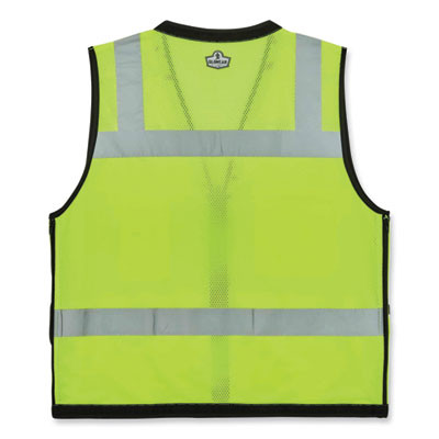Glowear 8253Hdz Class 2 Heavy-Duty Mesh Surveyors Vest, Polyester, Large/X-Large, Lime