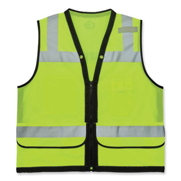 Glowear 8253Hdz Class 2 Heavy-Duty Mesh Surveyors Vest, Polyester, 4X-Large/5X-Large, Lime