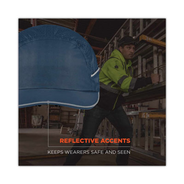 Skullerz 8965 Lightweight Bump Cap Hat With Led Lighting, Short Brim, Navy