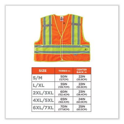 Glowear 8245Psv Class 2 Public Safety Vest, Polyester, 4X-Large/5X-Large, Orange