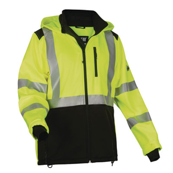Glowear 8353 Class 3 Hi-Vis Softshell Water-Resistant Jacket, X-Large, Lime