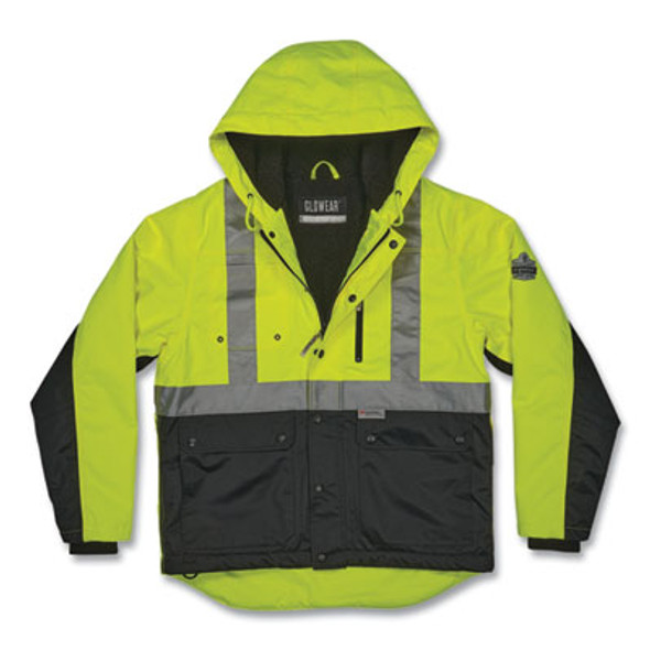 Glowear 8275 Class 2 Heavy-Duty Hi-Vis Workwear Sherpa Jacket, 4X-Large, Lime