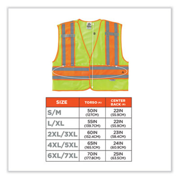 Glowear 8245Psv Class 2 Public Safety Vest, Polyester, 6X-Large/7X-Large, Lime