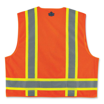Glowear 8248Z Class 2 Two-Tone Surveyors Zipper Vest, Polyester, Large/X-Large, Orange