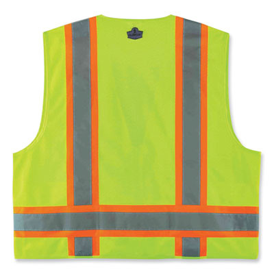 Glowear 8248Z Class 2 Two-Tone Surveyors Zipper Vest, Polyester, Small/Medium, Lime