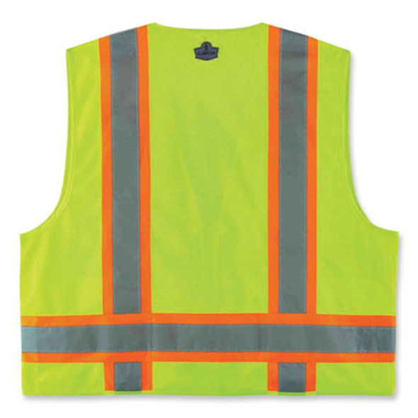 Glowear 8248Z Class 2 Two-Tone Surveyors Zipper Vest, Polyester, Large/X-Large, Lime
