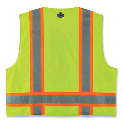 Glowear 8248Z Class 2 Two-Tone Surveyors Zipper Vest, Polyester, 4X-Large/5X-Large, Lime