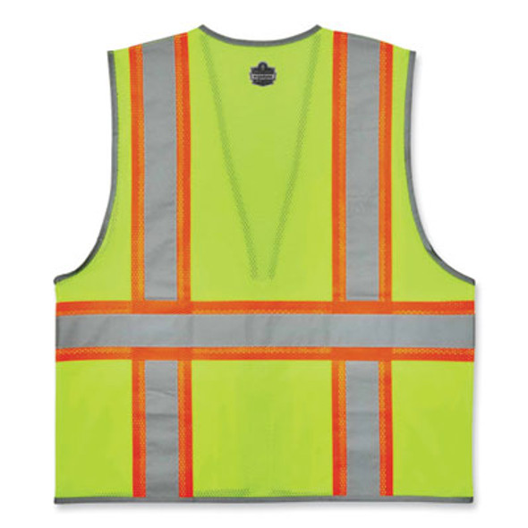 Glowear 8246Z Class 2 Two-Tone Mesh Reflective Binding Zipper Vest, Polyester, Small/Medium, Lime
