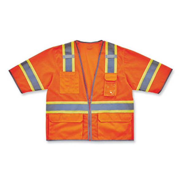 Glowear 8346Z Class 3 Two-Tone Hi-Vis Surveyor Zipper Vest, Large/X-Large, Orange