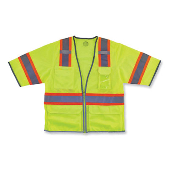 Glowear 8346Z Class 3 Two-Tone Hi-Vis Surveyor Zipper Vest, Small/Medium, Lime