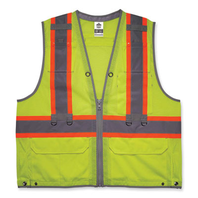 Glowear 8231Tv Class 2 Hi-Vis Tool Tethering Safety Vest, Polyester, Small/Medium, Lime