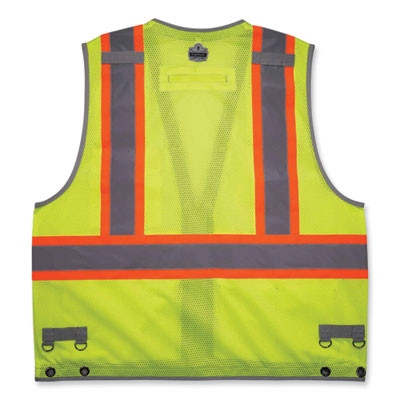 Glowear 8231Tv Class 2 Hi-Vis Tool Tethering Safety Vest, Polyester, Large/X-Large, Lime